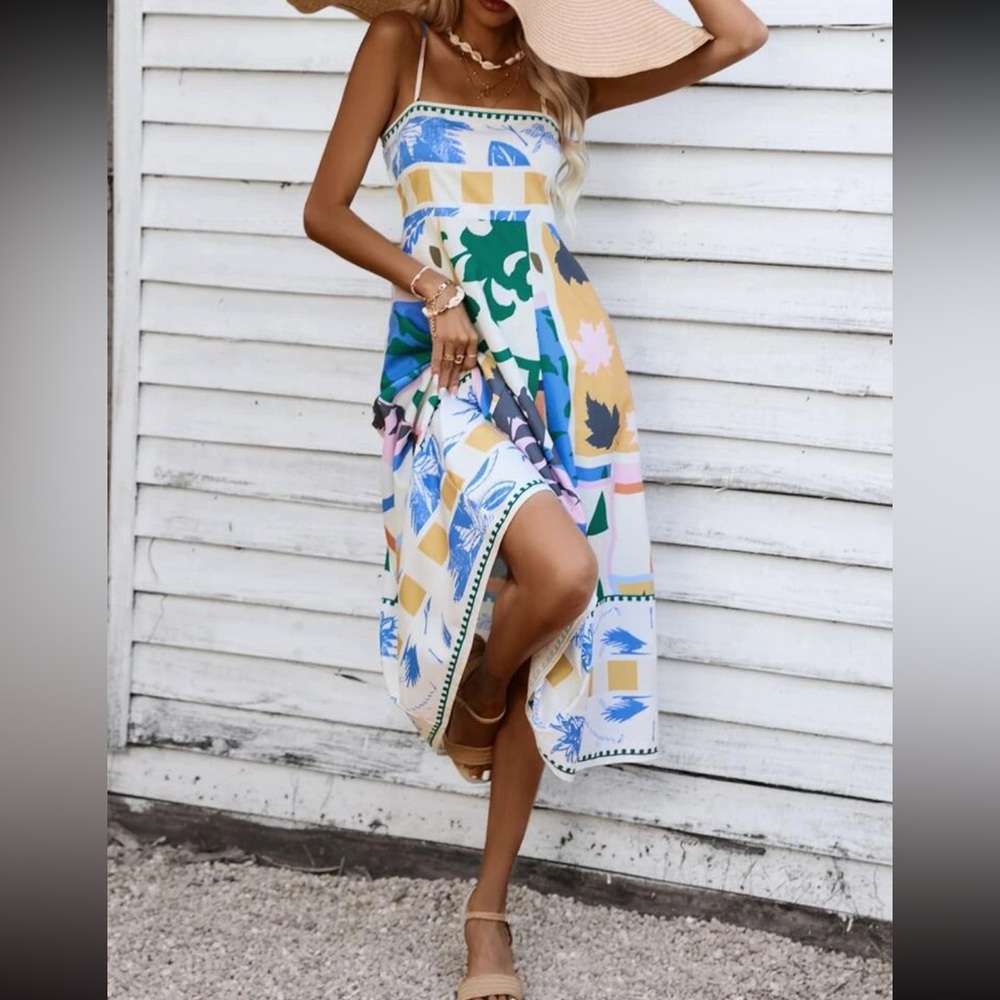 Boho Floral Geo Patchwork Cami Dress - Picture 5 of 6